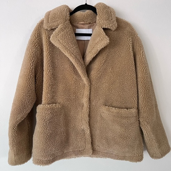 Stand Studio Tan Teddy Coat - The Marina Jacket In Sand - Picture 5 of 9